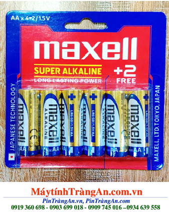 Pin Maxell LR6(GD) Vỉ 06viên, Pin AA 1.5v Super Alkaline Maxell LR6(GD) chính hãng (Loại vỉ 06 viên)